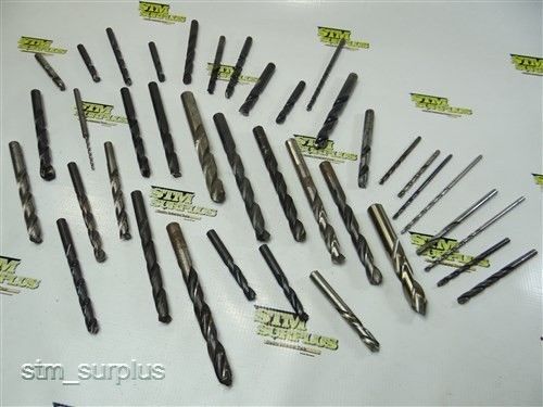 BIG ASSORTED LOT OF 39 HSS STRAIGHT SHANK TWIST DRILLS 1/8&#034; TO 5/8&#034; PTD