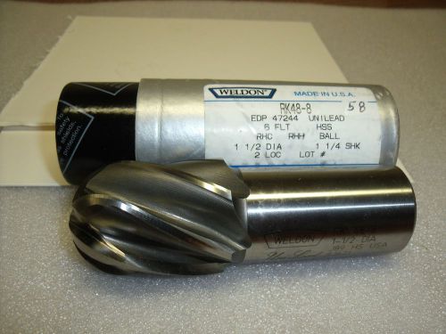 1-1/2&#034; x 1-1/4&#034; x 2” x 4-1/2&#034; 6 FL RK48-8 BALL Weldon Tool End Mill-W58