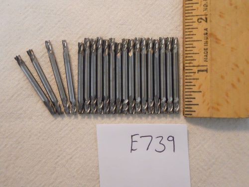 20 NEW 1/8&#034; SHANK CARBIDE END MILLS. 4 FLUTE. DOUBLE END. USA MADE E739