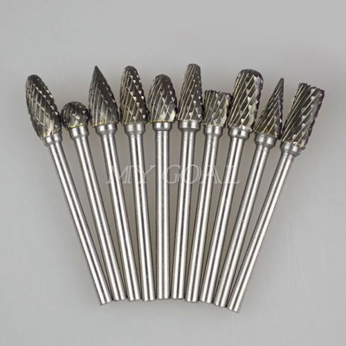 10x 1/8&#034; Tungsten Carbide Burr 3mm Rotary Cutter Files Set CNC Engraving CED 6mm