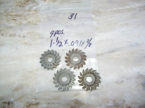 4-PCS - NIAGARA -STRAIGHT SIDE MILLING CUTTERS - 1 1/2 X .091 X 3/8