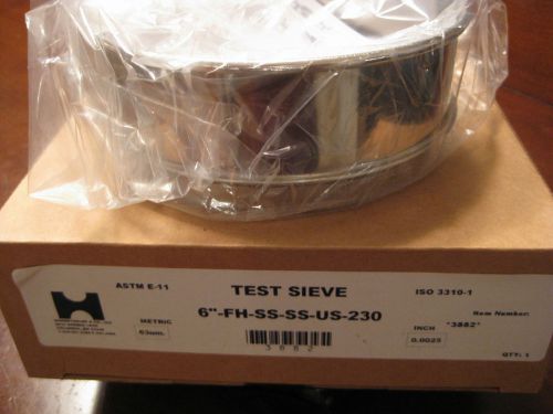 USA STANDARD TEST SIEVE , No. 230, 63 MICRON, SS 6&#034; DIAMETER