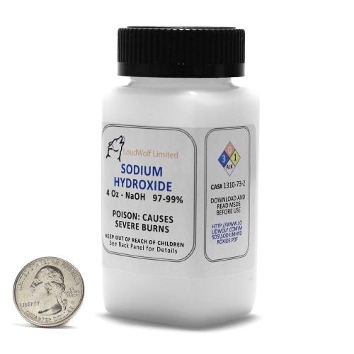 Sodium Hydroxide &#034;Lye&#034; &#034;Caustic Soda&#034; / 4 Ounces / 99.9+% Pure Food Grade