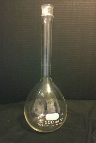 Pyrex chemistry borosilicate glass 500ml volumetric flask apothecary for sale