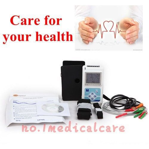 bid 3 Channels Holter ECG/EKG  Monitor System 24Hs Records Analyser Sw