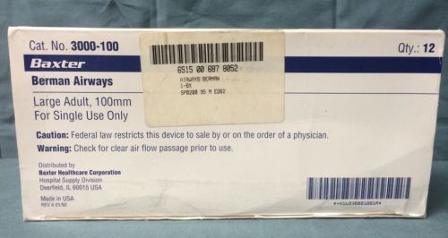 BERMAN PHARYNGEAL AIRWAYS, LARGE ADULT, LOT OF 12 100mm Single Use Only