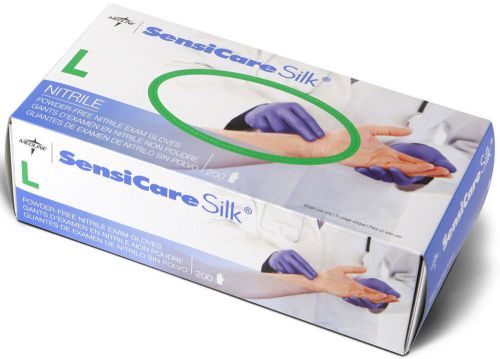 MEDLINE SENSICARE SILK NITRILE EXAM GLOVES 10 BOX//2000 GLOVES LARGE (L)