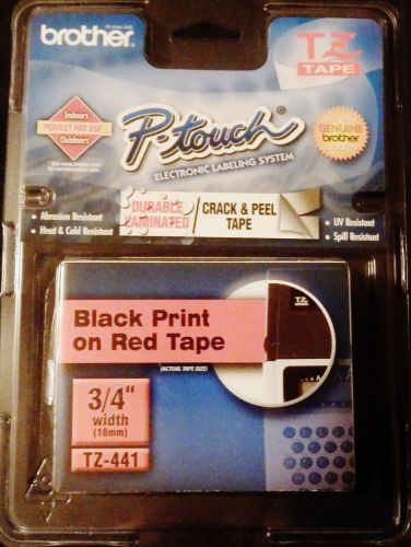 P-touch tz-441 -- 3/4&#034; black print on red tape for sale