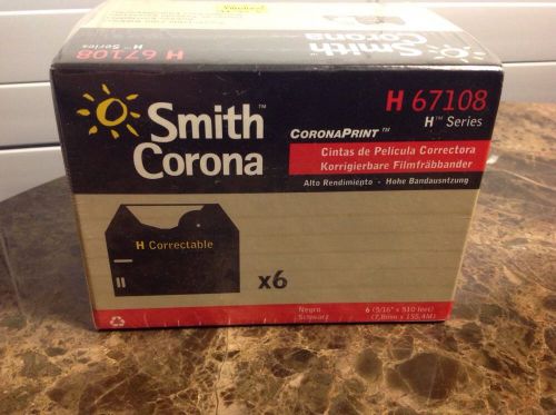 Smith Corona H67108 Correctable Film Black Typewriter Ribbon Cassettes 6-Pack