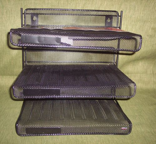 DESK SHELF 3-THREE  TIER-SHELF UNIT  METAL BLACK MESH ~ELDON~ 22341