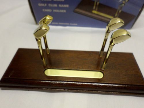 Solid wood golf club name card holder w/ brass plate for engraving new in box for sale