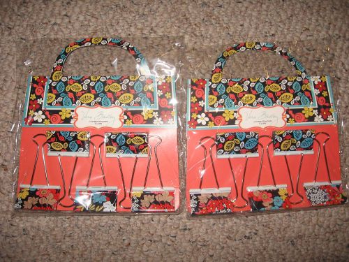 Vera Bradley HAPPY SNAILS Jumbo Binder Clips Set of 2  NEW