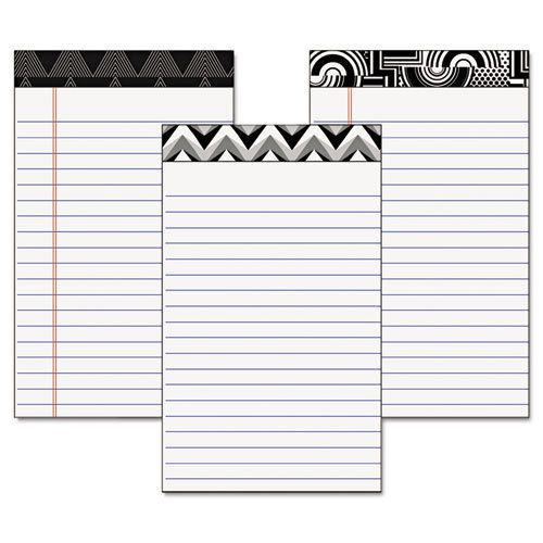 Fashion Legal Pads with Assorted Headtapes, 5 x 8, 50 Sheets, 6 Pads/Pack