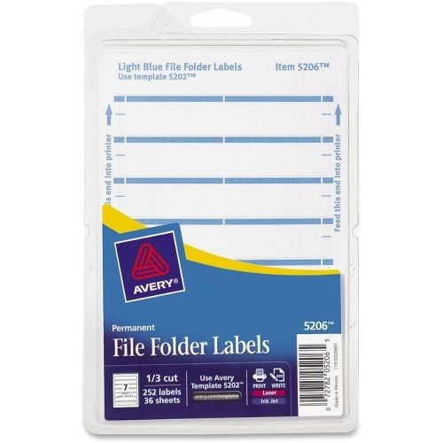 Avery Filing Label - 0.69&#034; W x 3.44&#034; L - 252 / Pack - Rectangle - Light Blue