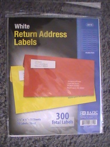 BAZIC PRODUCTS - 300 WHITE RETURN ADDRESS LABELS (BRAND NEW)