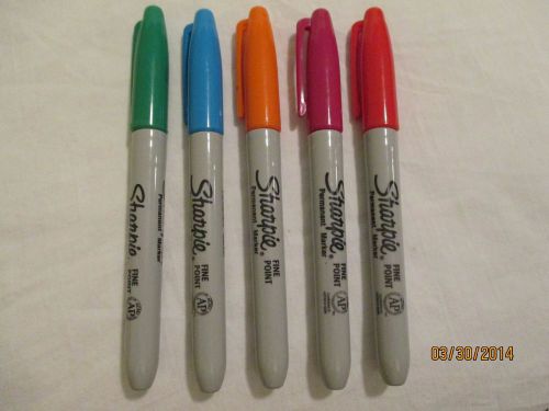 Sharpie Fine Point Permanent Marker Orange Red Green Light Blue Magenta