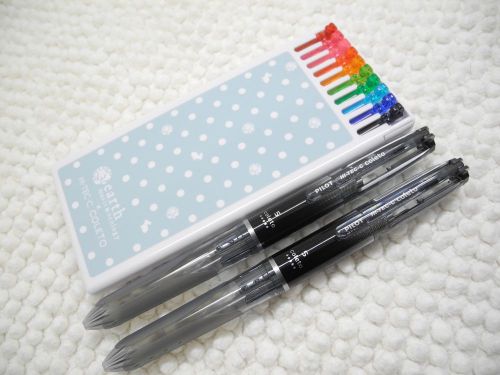 Black x 2 Pilot Hi-Tec-C Coleto 0.4mm 10 refill  w/case Japan Limited Edition(ED