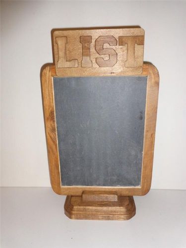 VINTAGE DARK WOOD 9 X 7 SLATE CHALKBOARD WITH BASE WOOD DECAL LETTERS LIST WDL