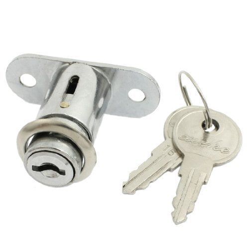 Amico Silver Tone Metal Sliding Door Showcase Cylinder Plunger Lock w Two Keys