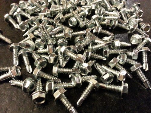 1/4&#034; Self Drill Hex Washer Head Screws zinc 100 pcs #2 point