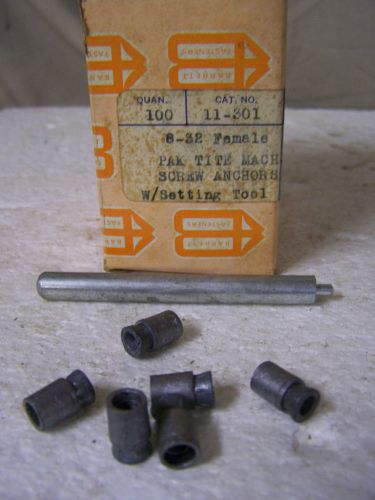 8-32 Machine Screw Anchors w/ Striking Tool Barrett Mfg. Co., Zinc Alloy Qty 100