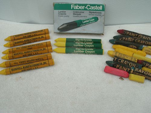 Lumbar crayons--faber-castell//markwell mfg--new &amp; used--25 pcs-- vintage for sale