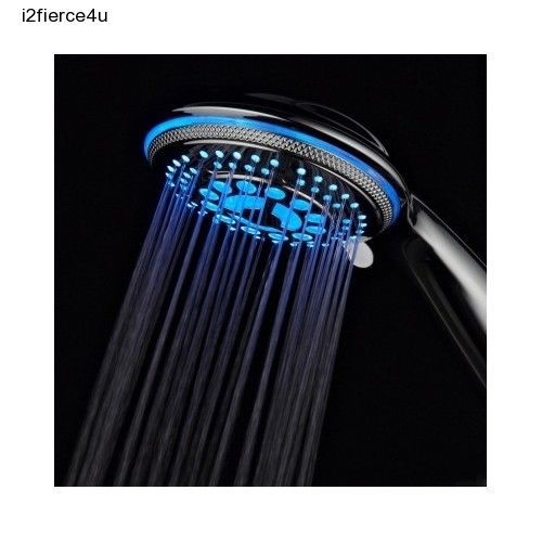 LED 3 Light Ultra Luxury Massage Shower Head Handheld or Overhead Pulsating Rain