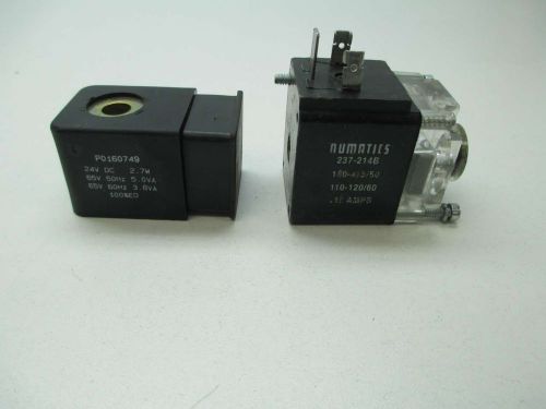 Lot 2 numatics assorted 237-214b po160749 solenoid coil 24v-dc 120v-ac d395172 for sale