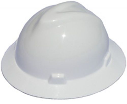 MSA WHITE V-Gard (SLOTTED) Full Brim Safety Hard Hat Slide SuspNEW! Fast Ship!