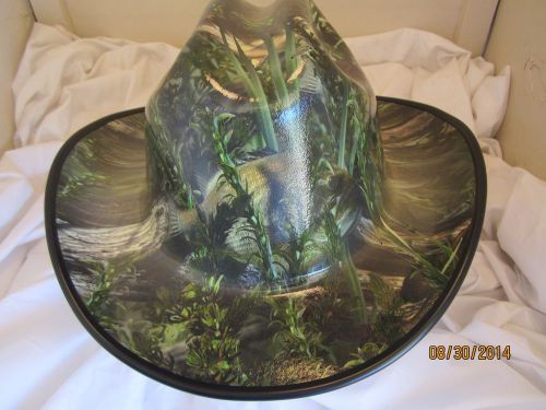 New Custom Hydrographic Western Outlaw Cowboy style Hard Hat W/Ratchet Fish Camo