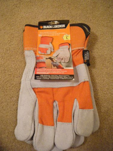 Black and decker split leather palm glove size large new for sale