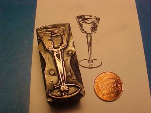 Letterpress printers block MARTINI Crystal Glass Olive &#034;Shaken not Stirred&#034; BOND