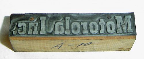 Motorola Inc. - Advertising Newsprint Typeset Printers Block