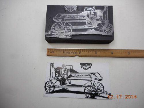 Letterpress Printing Printers Block, Old Fashion McCormick Deering Farm Machine