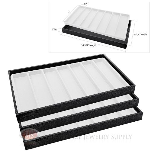 3 wooden sample display trays with 3 divided 7 slot white tray liner inserts for sale