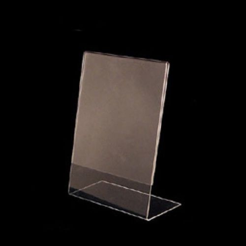 Vertical slanted, l-shape acrylic sign holder (8.5&#034; w x11&#034; h) for sale