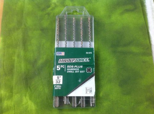 Masterforce 5 PC SDS-PLUS Hammer Drill Bit Set 4&#034; Drill Depth NEW!!