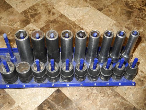 SNAP-ON TOOLS 1/2&#034; DRIVE SHALLOW &amp; DEEP METRIC 6-POINT SOCKET SET 19 pcs