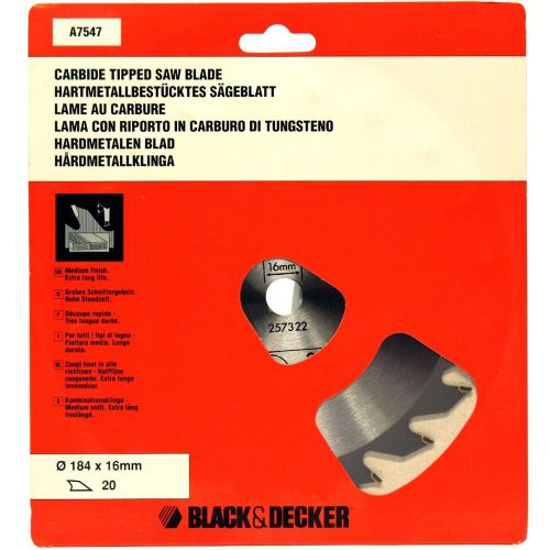 Black &amp; decker a7547 circular saw blade 184 x 16 20t for sale