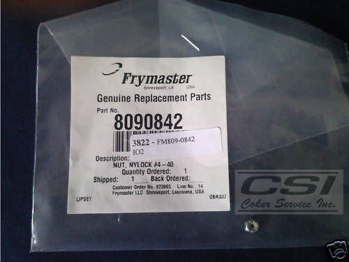 Frymaster P#8090842 Nylock Nut 4-40