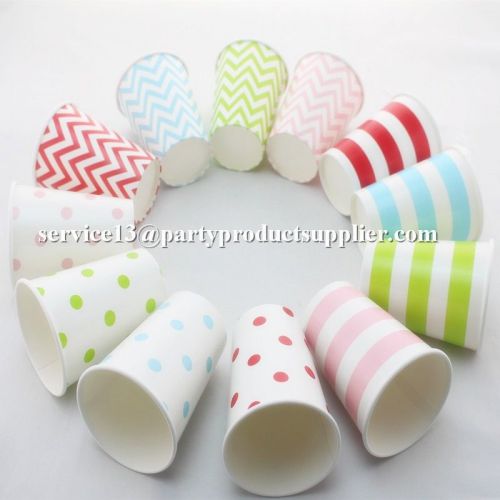 240 pcs Wedding Decoration 9 OZ Chevron Striped Dot Party Paper Cups