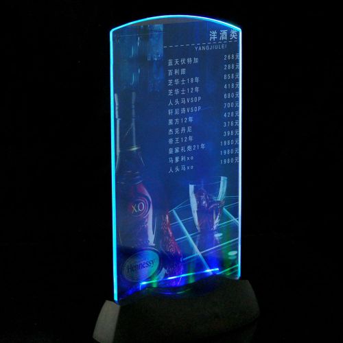 Acrylic Flashing Led Light Table Menu Restaurant Card Display Holder Stand  WW