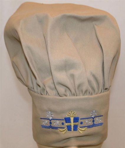 Festive Hanukkah Presents &amp; Snowflakes Adjustable Adult Khaki Chef Hat Holiday