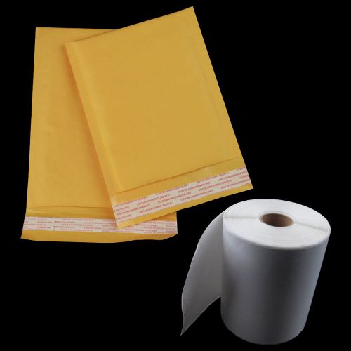 250 (+50bonus) #0 6.5x10 e-lite kraft bubble mailer+250 4x6 direct thermal label for sale