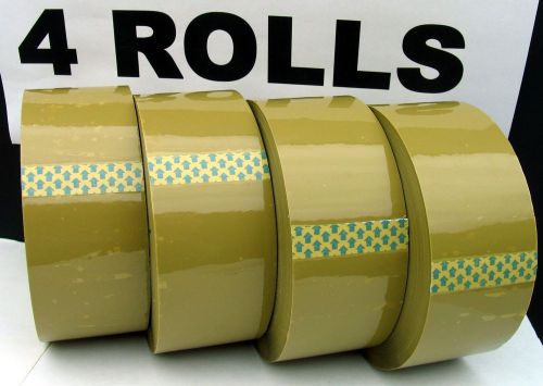 4 ROLLS 2&#034; x 110 YARDS 2.5 MIL TAN BROWN TAPE CARTON PACKING SEALING SHIPPING