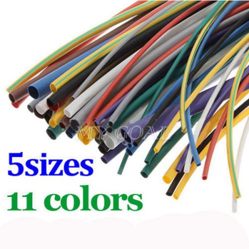 55pcs Assortment Polyolefin 2:1 Heat Shrink Tubing Sleeving Wrap Wire Kit 5 Size