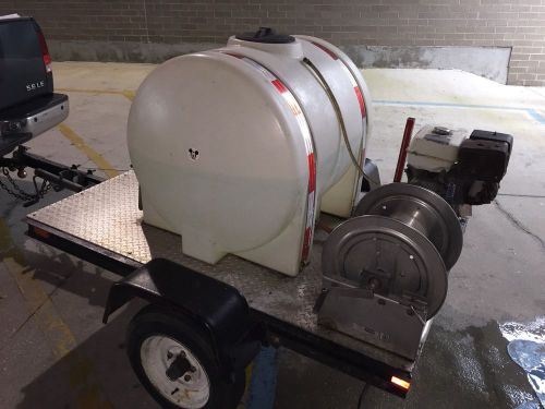 TRAILER MOUNTED 9 HP HONDA PRESSURE WASHER, 130G TANK, &amp; HOSE REEL