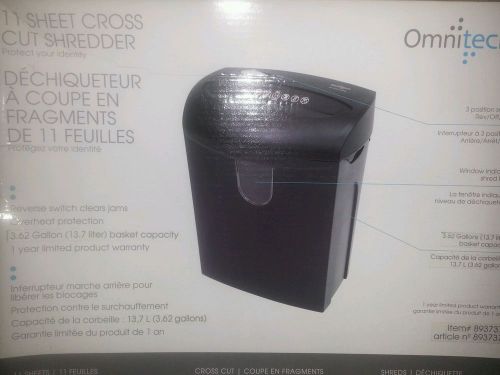 Brand New !! Omnitech 11 Sheet Cross Cut Shredder