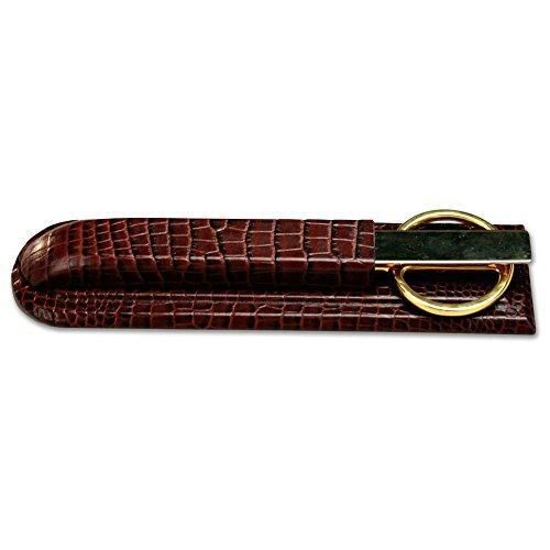 Dacasso Brown Crocodile Embossed Leather Library Set