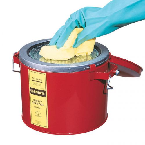 Justrite 10471 red steel swab pail 6 qt / 5.7 l capacity for sale